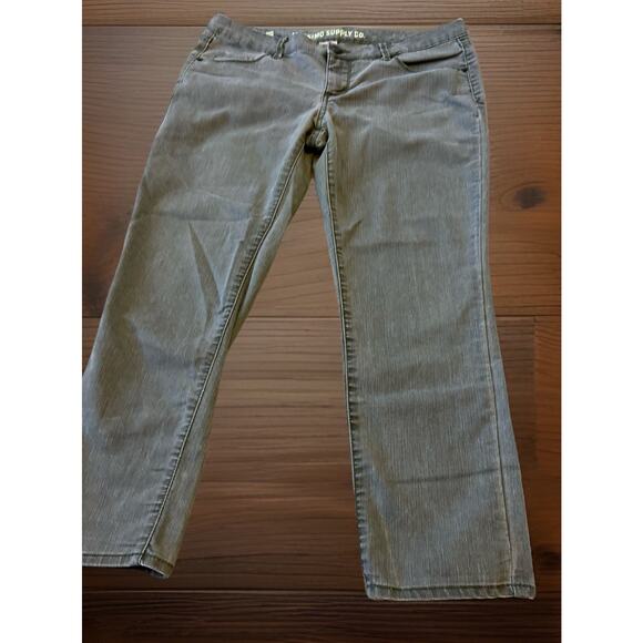 Y2K MOSSIMO Capri Olive Green Jeans Cropped Stretch Pants Coastal Pantacourt 11 - Picture 1 of 9